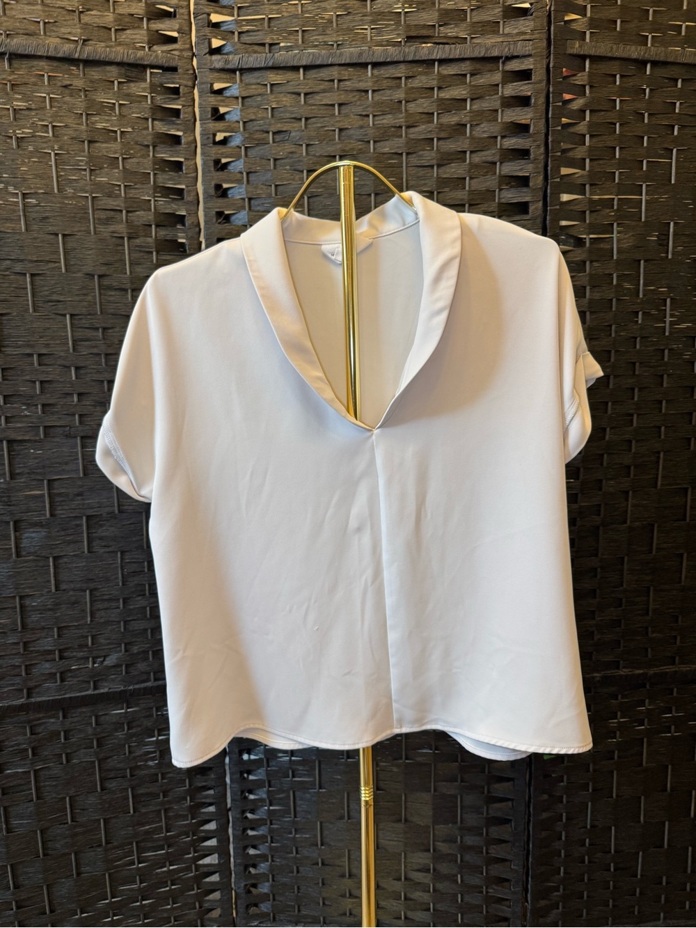 White Short Sleeve V-Neck Women’s Top